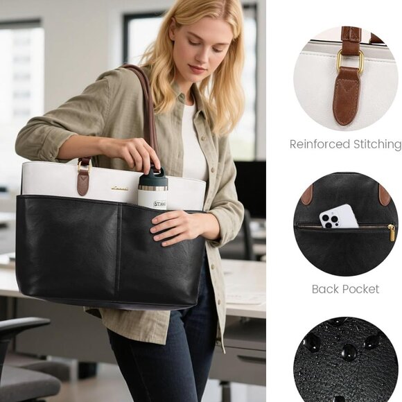 Laptop Tote Bag for Women, 15.6 inch Laptop Work Bags for Teacher Nurse Large Co - Picture 6 of 6